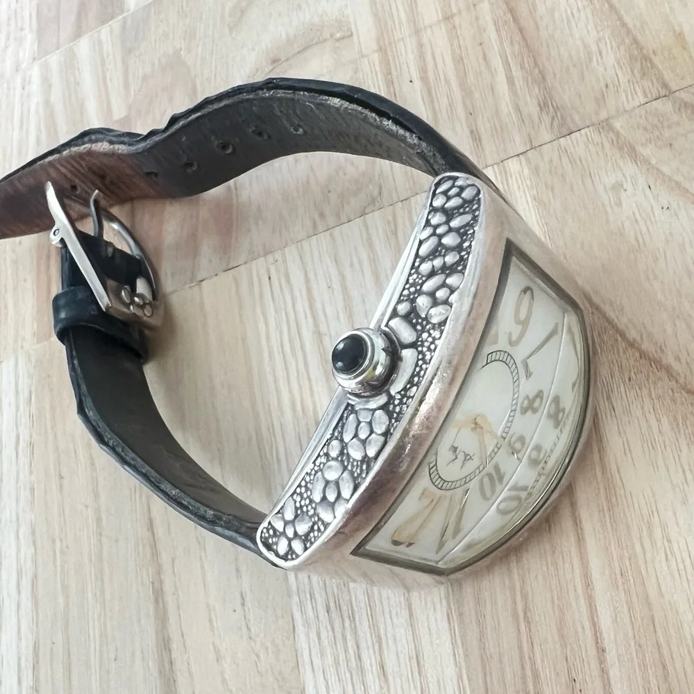 Ann King embrace ladies Curvex Sterling silver dress watch NEW BATTERY